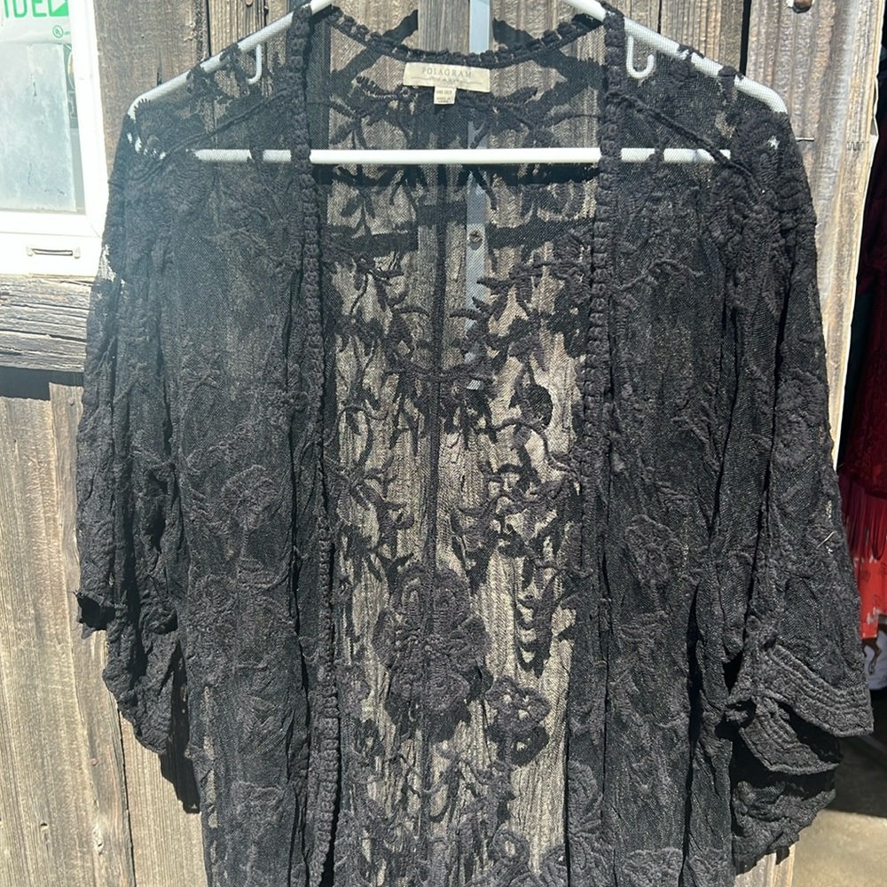 Polagram One Size Black Lace Kimono